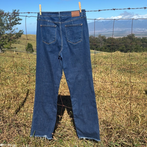 Judy Blue Straight Fit Jeans 15/32 Dark Blue Raw Frayed Hem High Rise - Picture 5 of 9